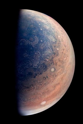 This image of Jupiter's south pole was created by a citizen scientist using data from NASA's Juno spacecraft.