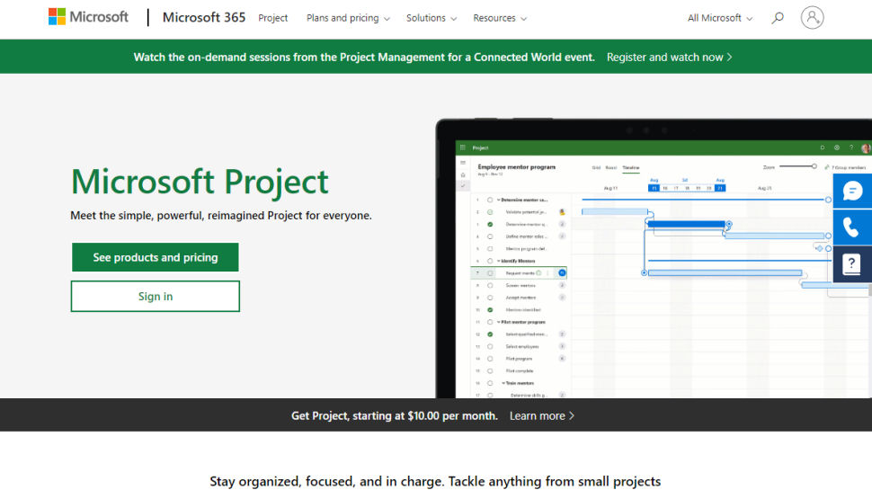 Tangkapan layar situs web untuk Proyek Microsoft