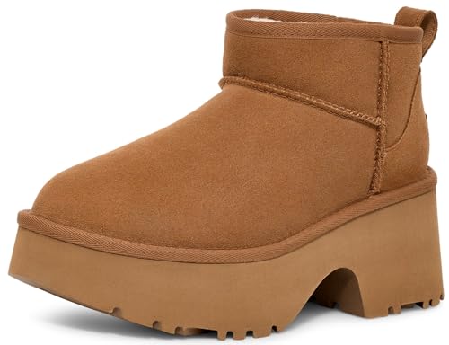 Ugg Women&#039;s Classic Ultra Mini New Heights Fashion Boot, Chestnut, 9
