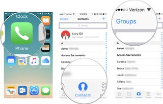 Tap Phone app, then tap Contacts, then tap Groups