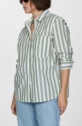 Stripe Cotton Button-Up Shirt