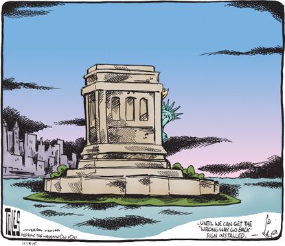 Editorial cartoon U.S. Statue of Liberty
