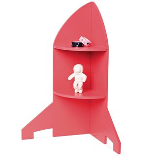rocket shelve in pink colour with astronaut toy