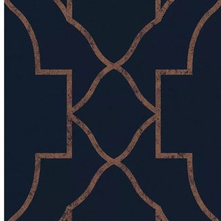 Versailles Navy Blue and Copper Geometric Wallpaper