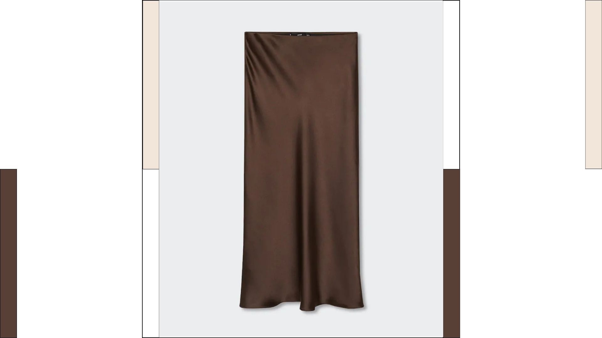 Mango brown satin midi skirt