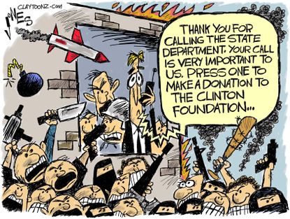 Political cartoon U.S. State Department Hillary Clinton corruption