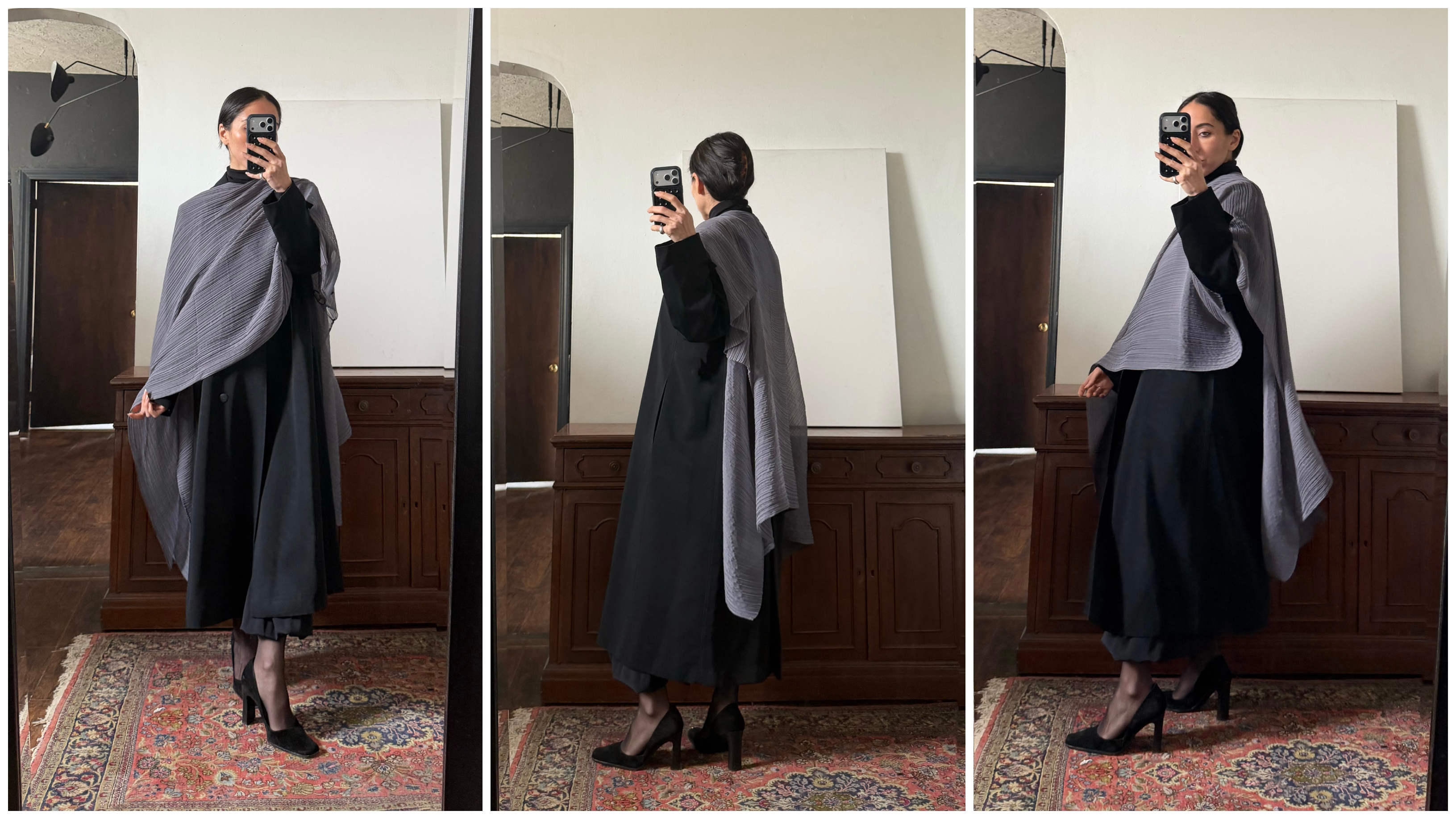 Alexis Badiyi wearing a pleated scarves