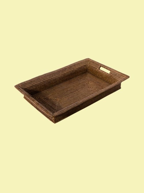 Rattan Deep Tray - Brown