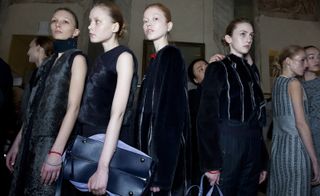 Female models wearing black clothes from the Gabriele Colangelo A/W 2015 collection