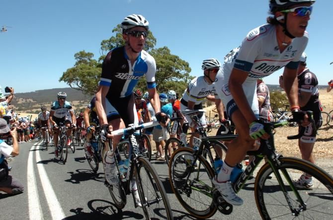 David Tanner (Blanco) and Koen de Kort (Argos-Shimano) on Stage 1 at Tour Down Under