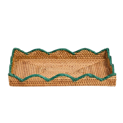 M&S scallop green trim tray