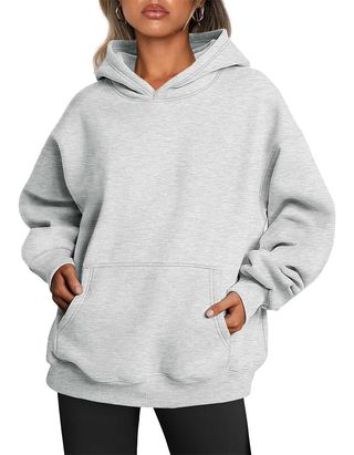 Trendy Queen Womens Oversized Hoodies Fleece Sweatshirts Long Sleeve Sweaters Pullover Fall Outfits Winter Clothes Grey M