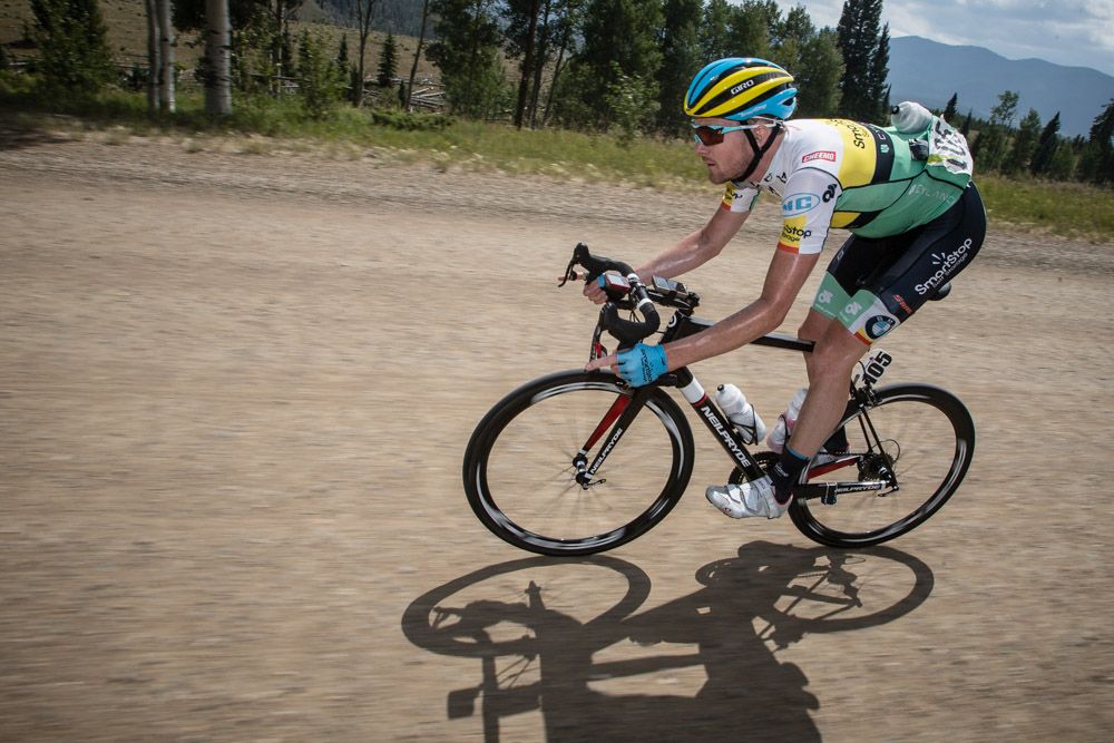 Julian Kyer (SmartStop) makes his way through todays gravel section.