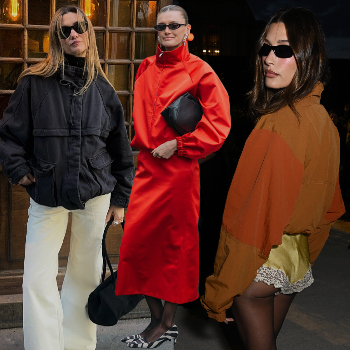 athletic jacket trend street style collage