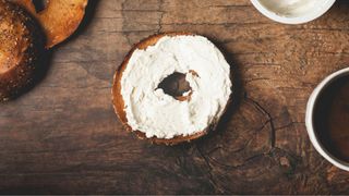 Seeded bagel with cream cheese