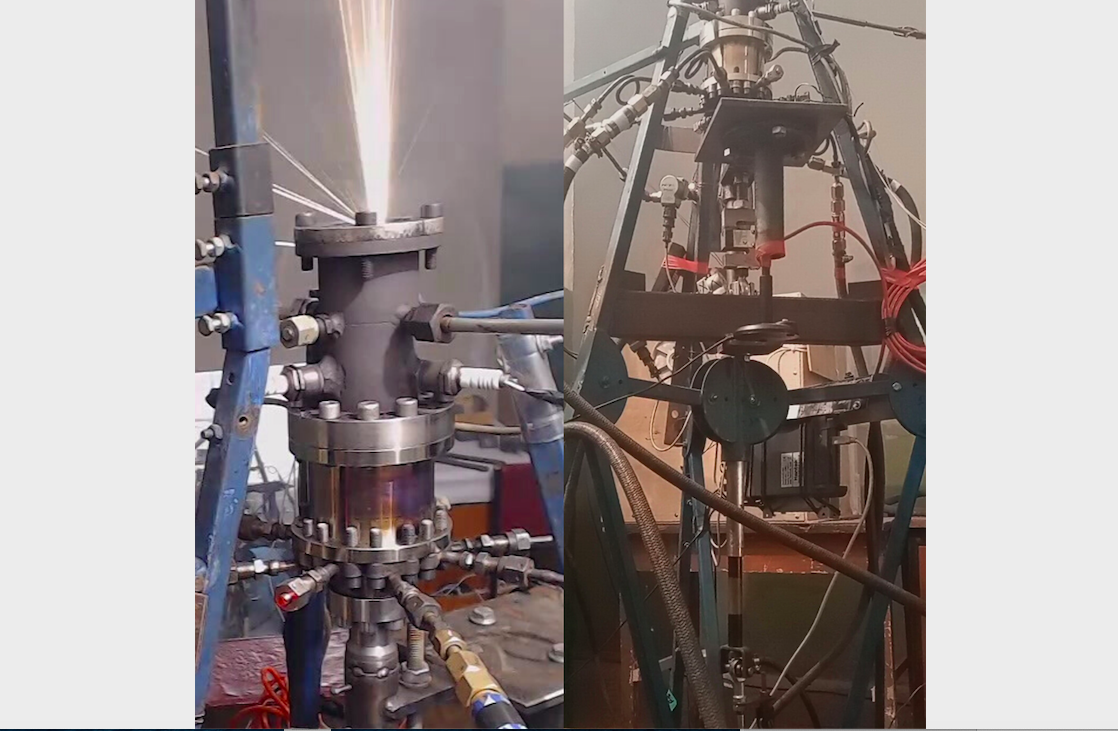 Image from test number two of the engine for Promin Aerospace&#039;s new &quot;self-devouring&quot; rocket. 