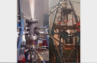 Image from test number two of the engine for Promin Aerospace's new "self-devouring" rocket. 