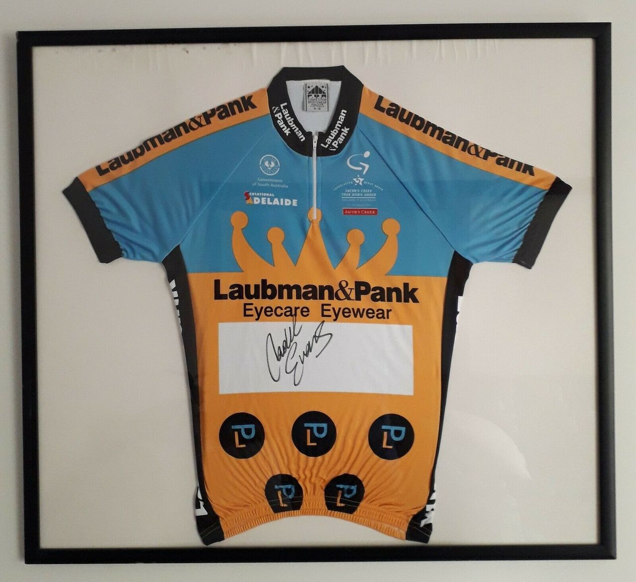 A Cadel Evans-signed king of the mountain jersey from the 2003 Tour Down Under on eBay