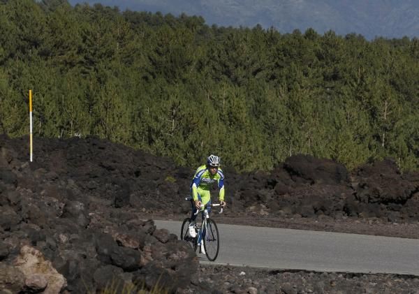 Vincenzo Nibali (Liquigas) midway up Mount Etna.