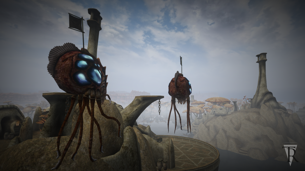Screenshots of Tamriel Rebuilt's new city Narssis and wider regions.