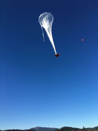 Near Space Corp. launched this high-altitude balloon carrying a drone with a special payload of new FAA technologies from an FAA test site in Tillamook, Oregon.