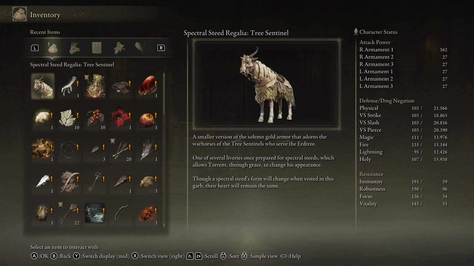 Elden Ring Torrent skins - Tree Sentinel in menu