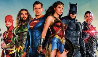 Justice League the heroes lined up for poster poses