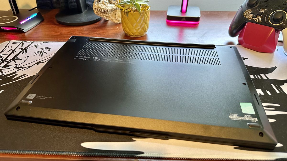 Underside of the Lenovo ThinkPad E16 Gen 1.