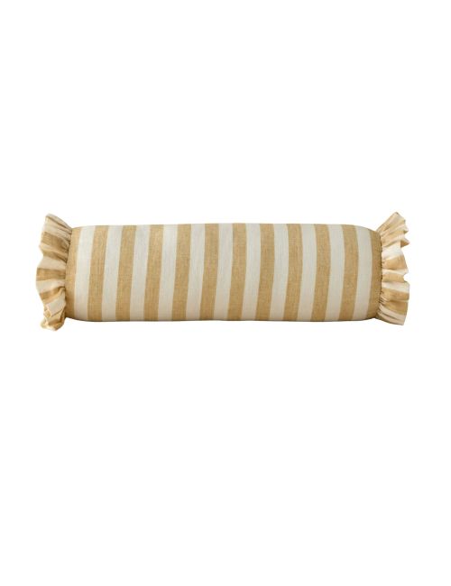 Amaroso Linen Ruffle Bolster Pillow
