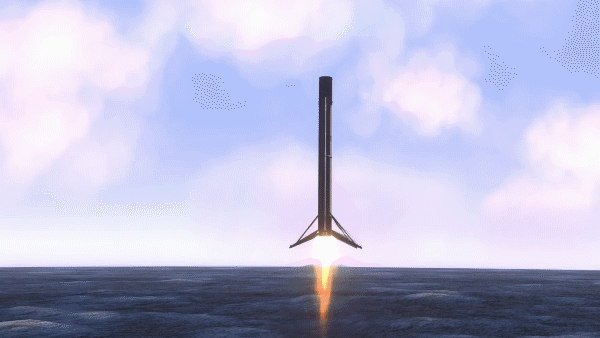 A rendition of a reusable rocket stage dubbed the "Wyvern Upper" featured in the space game "Mars Horizon."