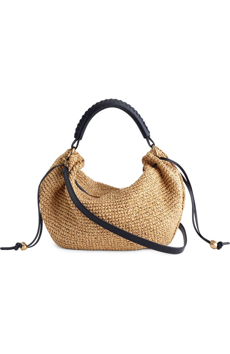 The Camren Gathered Shoulder Bag in Raffia