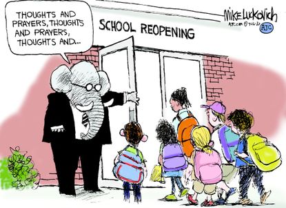 Political Cartoon U.S. GOP coronavirus school reopening