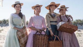 (L to R) Emma Watson as Margaret "Meg" March, Florence Pugh as Amy March, Saoirse Ronan as Josephine "Jo" March and Eliza Scanlen as Elizabeth "Beth" March in Little Women