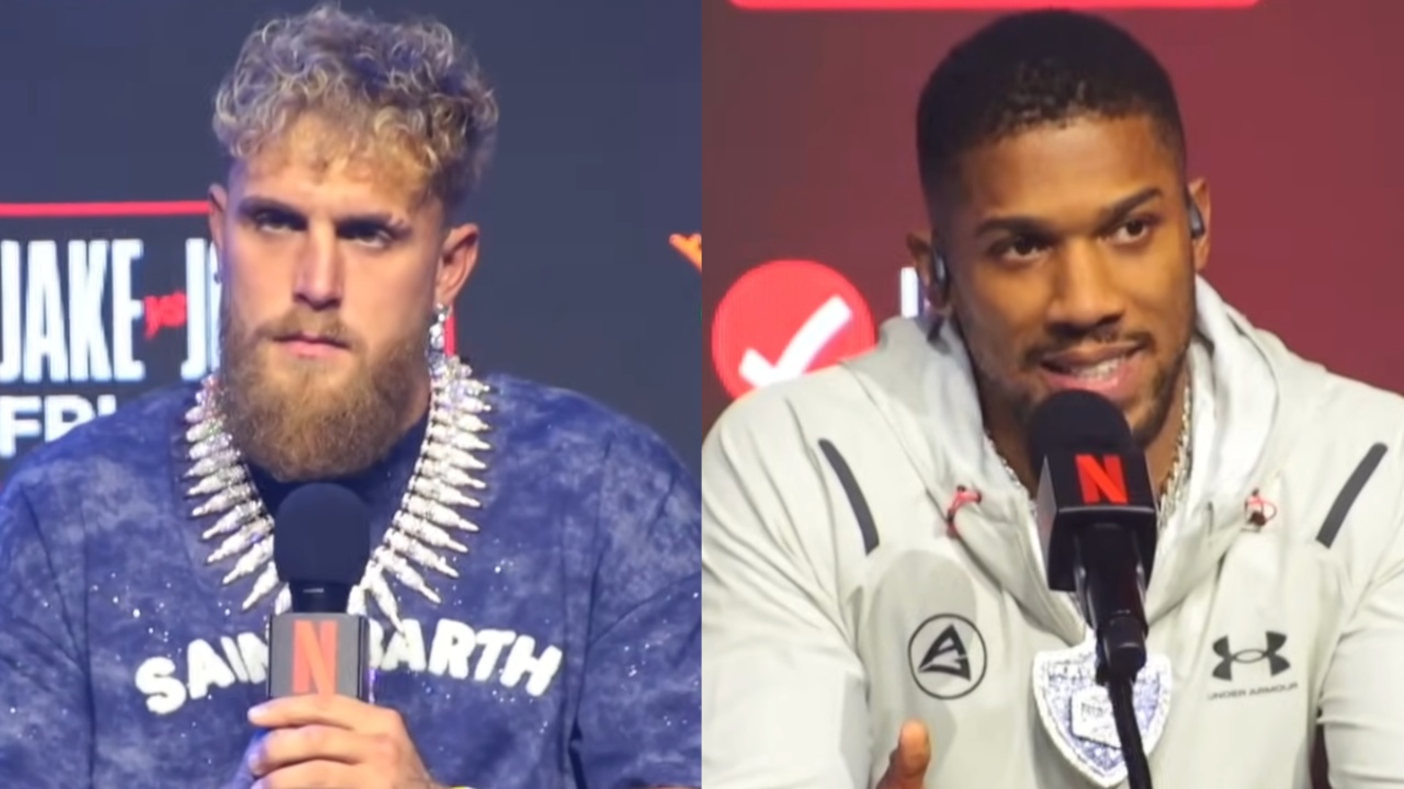 Jake Paul and Anthony Joshua split image