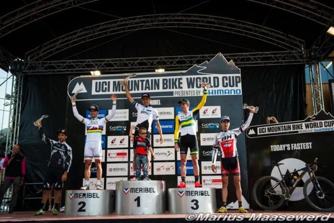 Final overall: Manuel Fumic, Nino Schurter, Julien Absalon, Daniel McConnell, Stephane Tempier