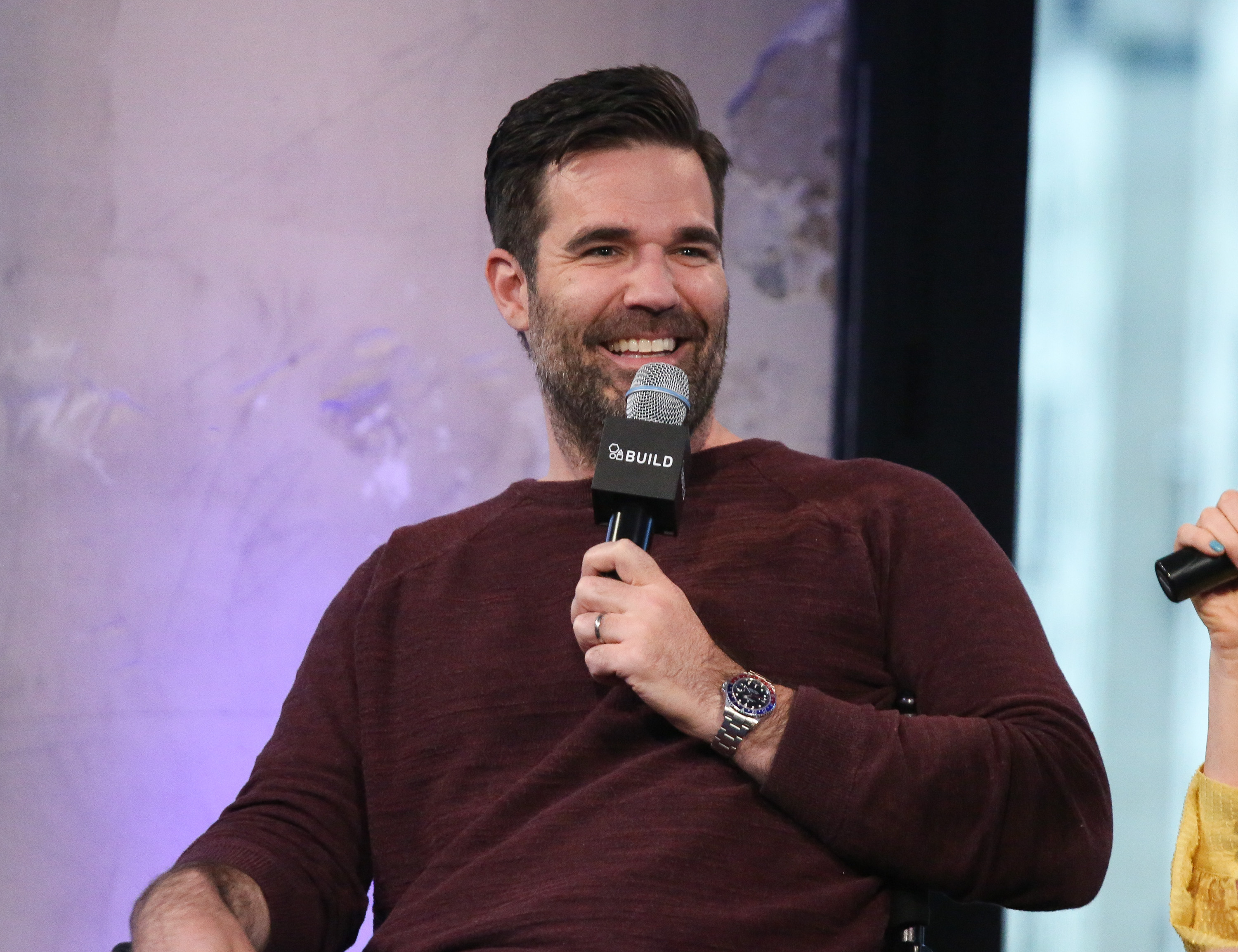 an image of Rob Delaney attending the AOL Build Speaker Series to discuss "Catastrophe" in New York City.