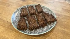 Plate of seven misshapen granola bars
