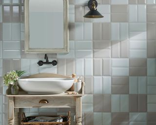 subway bathroom tile ideas with pink and white tiles