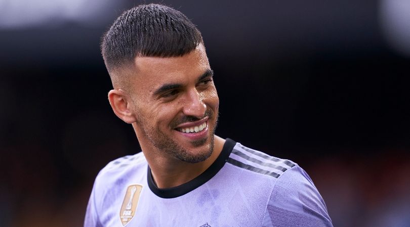 Real Madrid&#039;s Dani Ceballos pictured ahead of a LaLiga game at Valencia in May 2023.