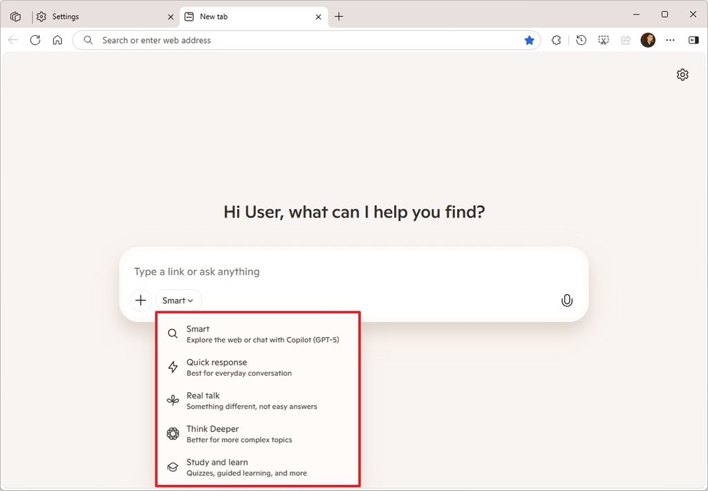 Microsoft Edge New Tab Copilot