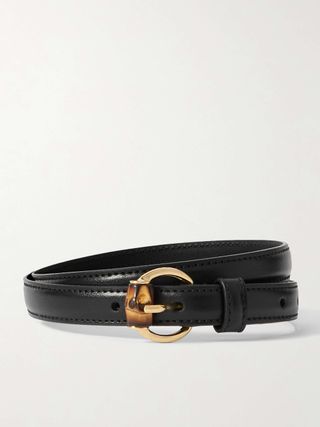 Bamboo-Trimmed Leather Belt