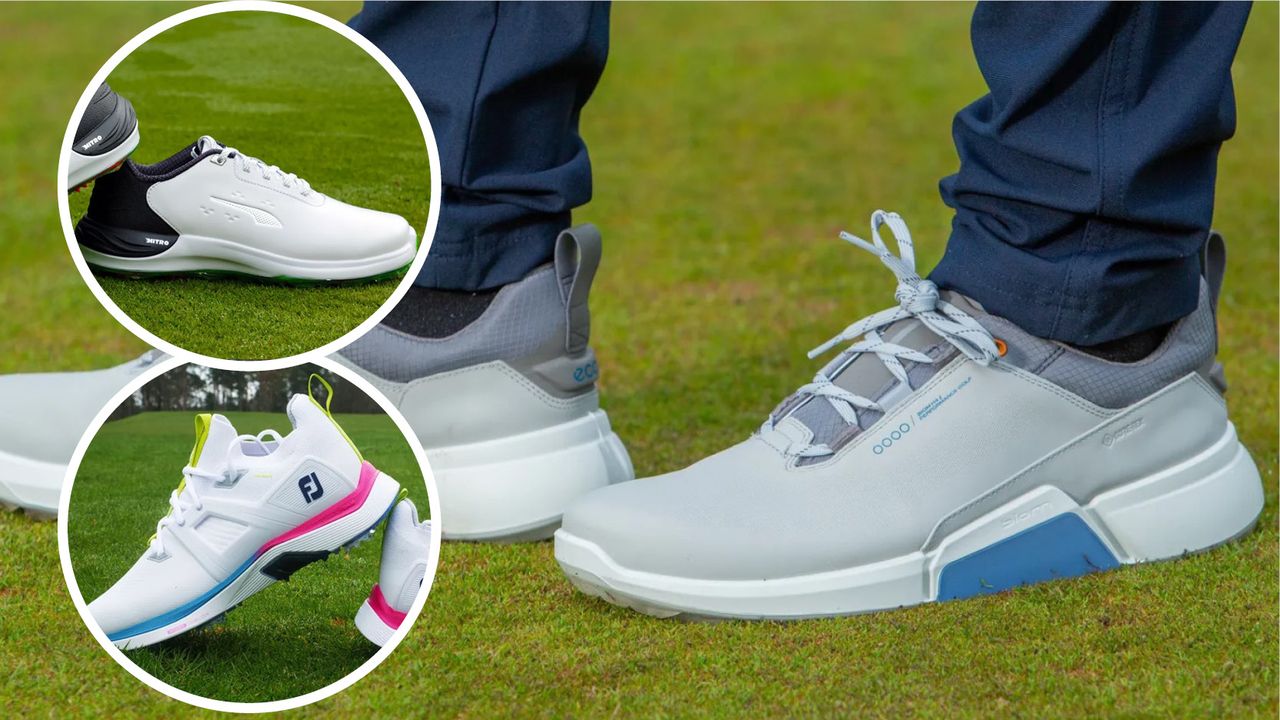 An array of different golf shoes