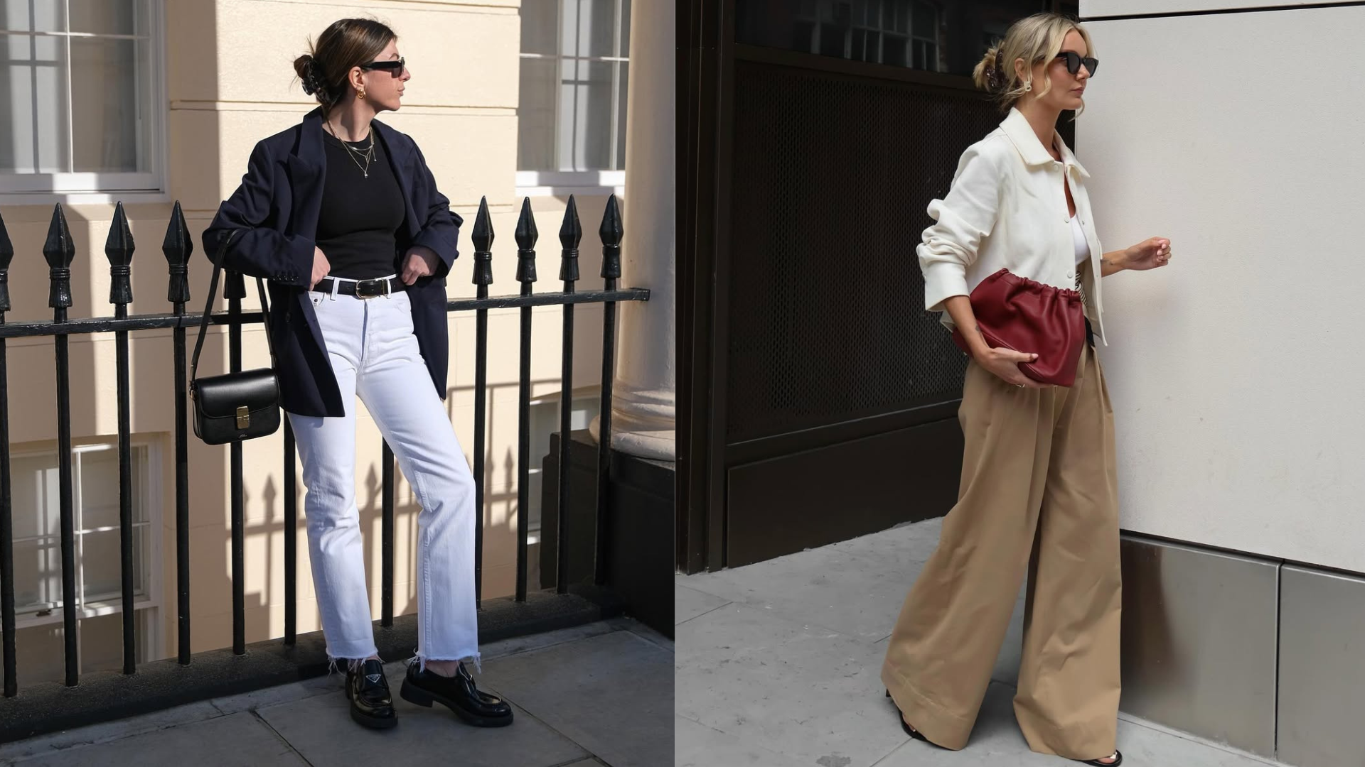 Women wearing tailored blazer and tailored trousers