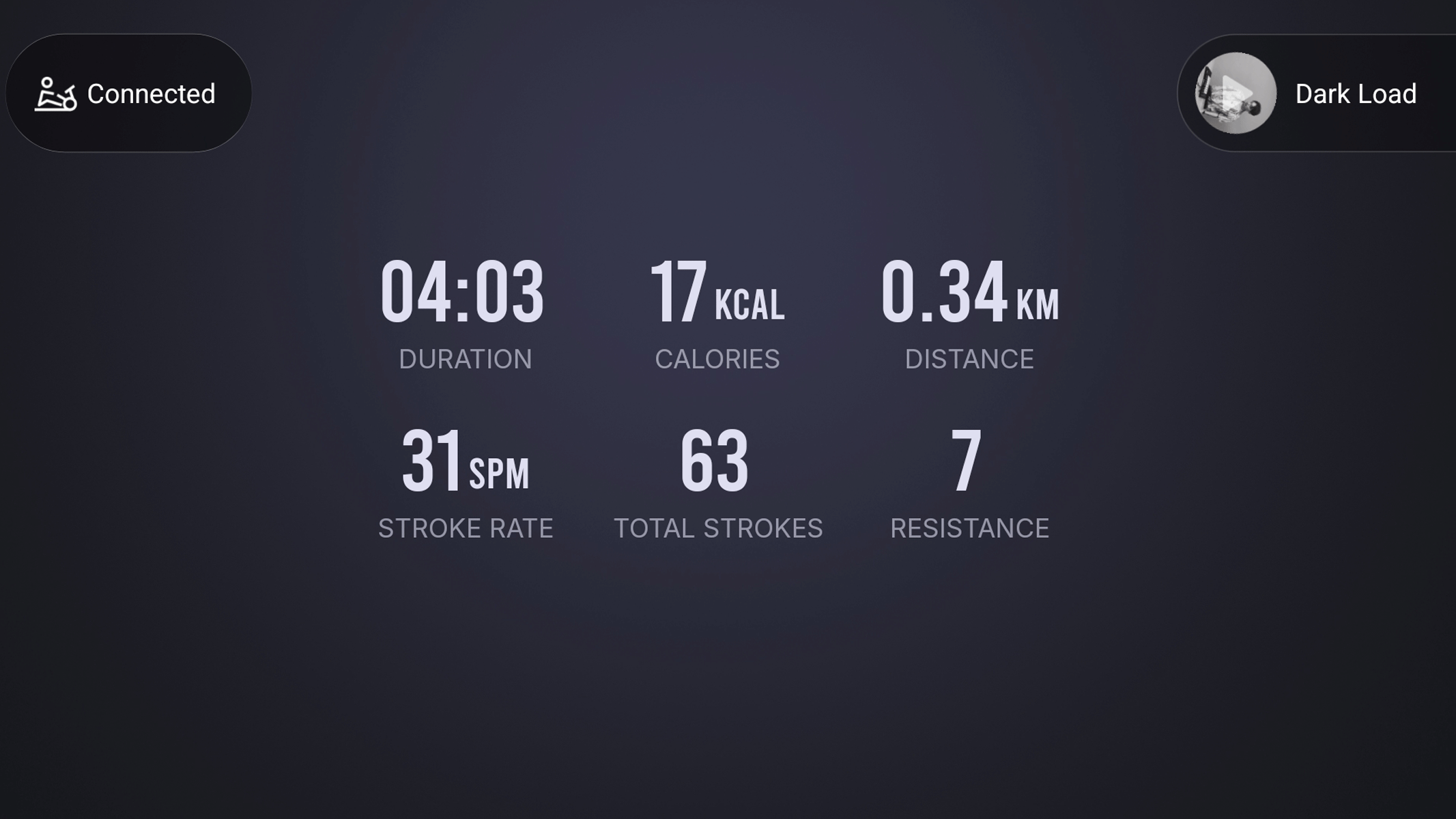 A screenshot of real-time workout stats from the Merach app
