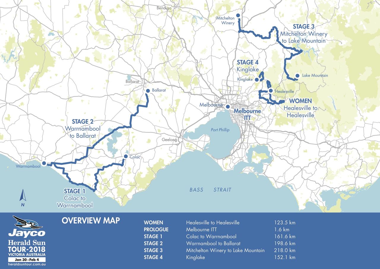 2018 Herald Sun Tour map