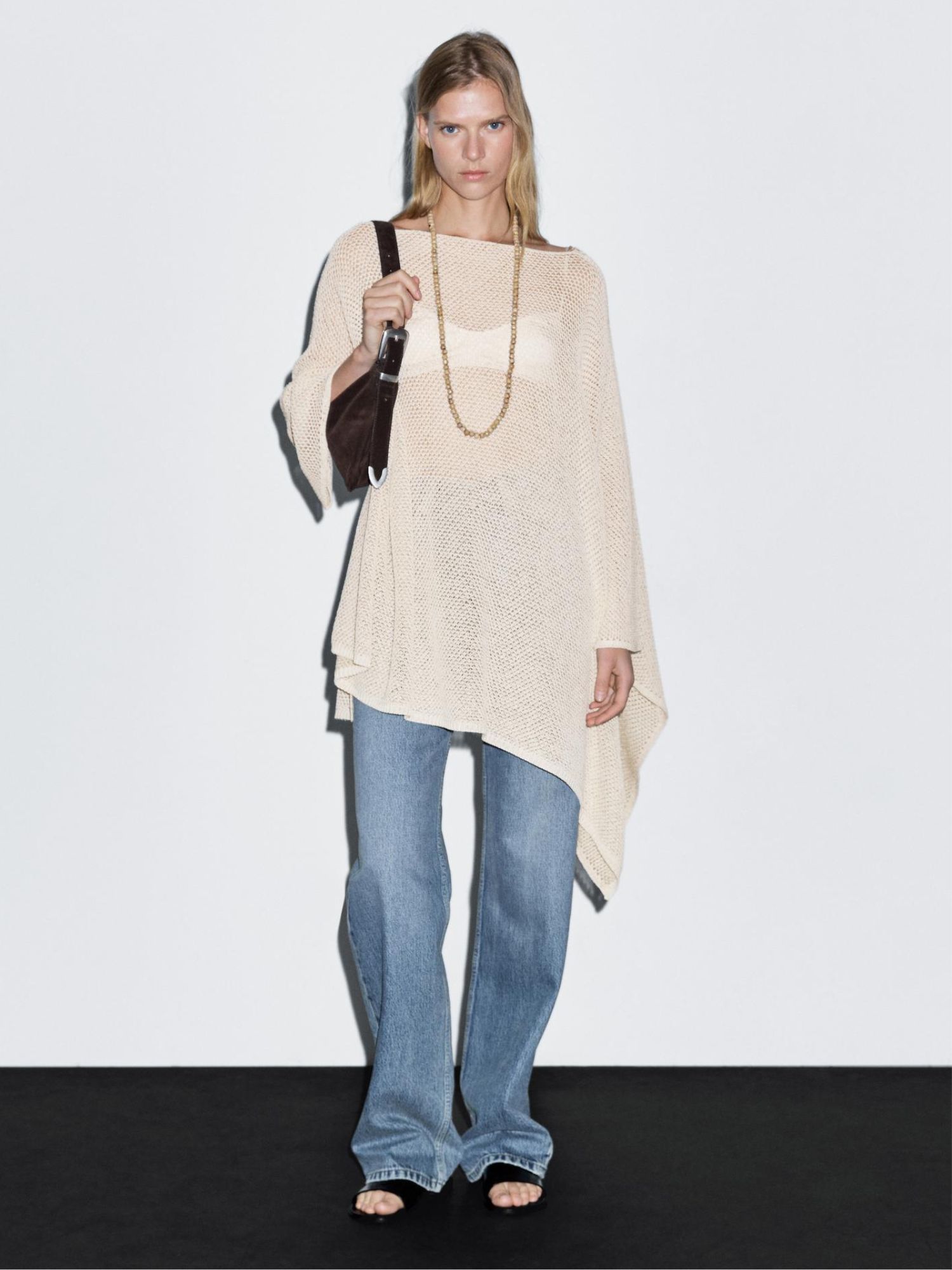 Massimo Dutti Textured Knit Cape