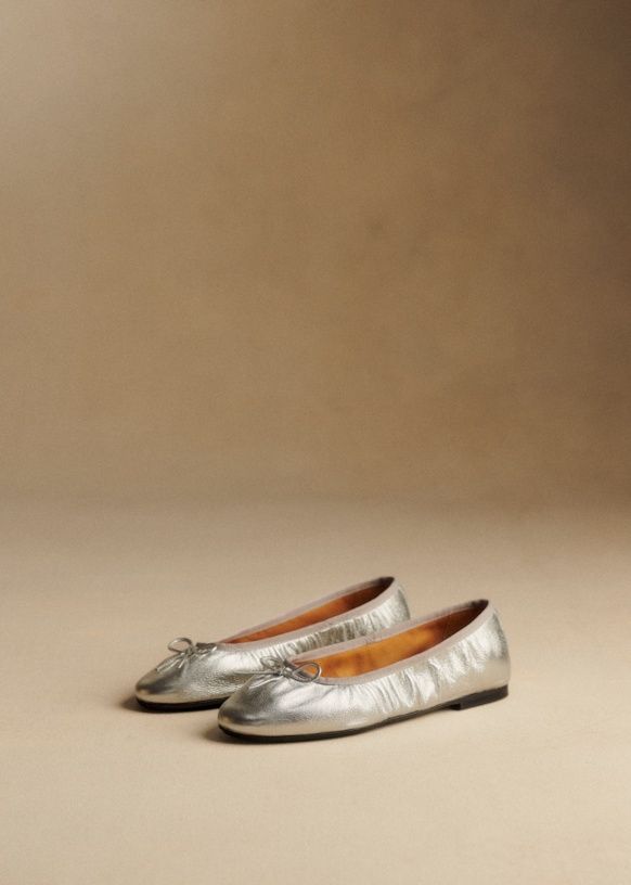 Agathe Low Ballerinas - Silver - Sheep Leather - Sézane