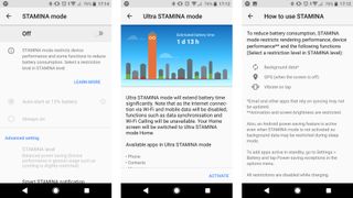 Various levels of Stamina mode provide extended battery life in times of need