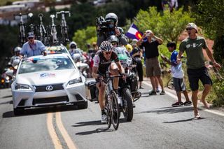 Jens Voigt (Trek) gives it one last go on the solo breakaway on stage 4 of the USA Pro Challenge in Colorado Springs