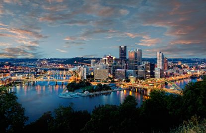 The Pittsburgh skyline at dusk